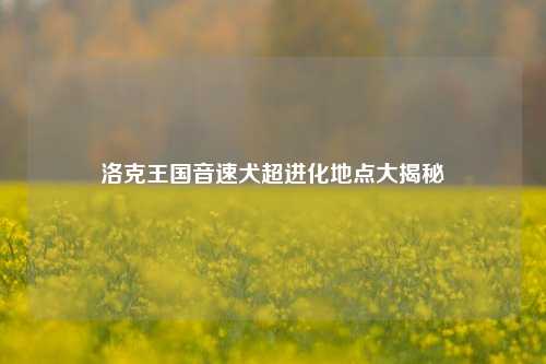 洛克王国音速犬超进化地点大揭秘