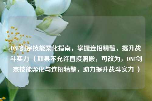 DNF剑宗技能柔化指南，掌握连招精髓，提升战斗实力 （如果不允许直接照搬，可改为，DNF剑宗技能柔化与连招精髓，助力提升战斗实力 ）