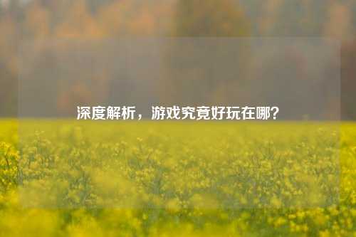 深度解析，游戏究竟好玩在哪？