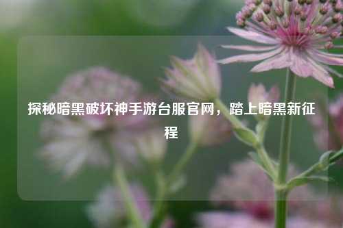 探秘暗黑破坏神手游台服官网，踏上暗黑新征程